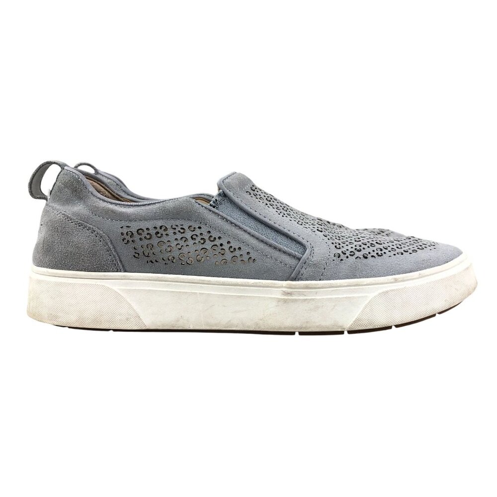 Vionic Women's Size 9 Kimmie Perf Grey Leather Suede Slip On Sneakers Shoes